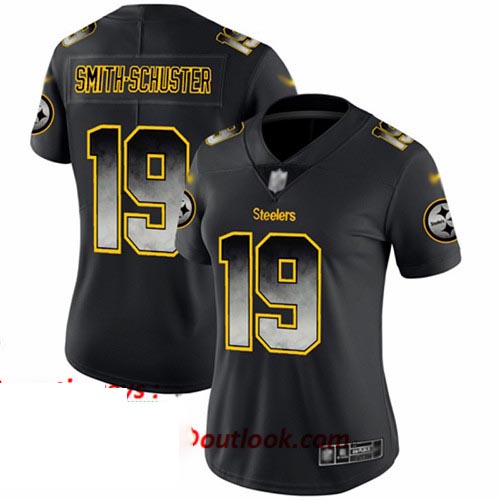 Steelers #19 JuJu Smith-Schuster Black Women's Stitched Football Vapor Untouchable Limited Smoke Fashion Jersey