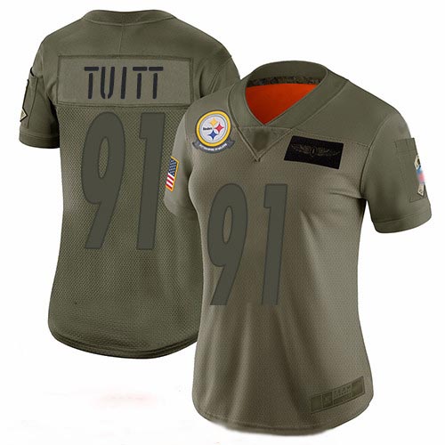 Steelers #91 Stephon Tuitt Camo Women's Stitched Football Limited 2019 Salute to Service Jersey