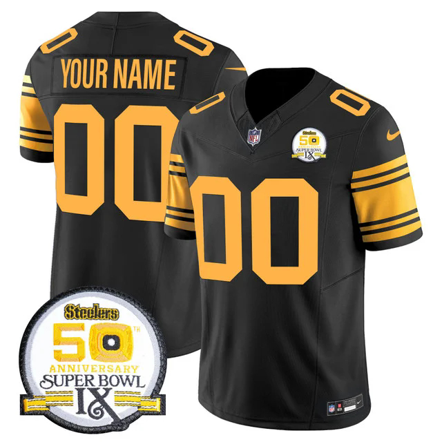 Steelers 50th Anniversary Of Super Bowl IX Patch Vapor Limited Custom Jersey COLOR RUSH.webp
