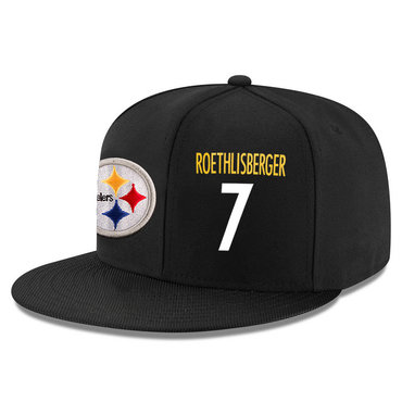 Steelers 7 Ben Roethlisberger Black Adjustable Hat