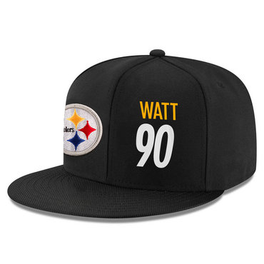 Steelers 90 T.J. Watt Black Adjustable Hat