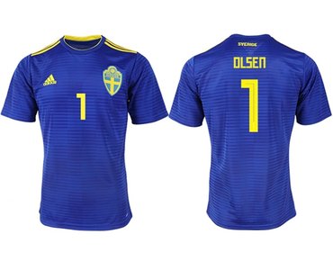 Sweden #1 Olsen Away Soccer Country Jersey