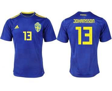 Sweden #13 Johansson Away Soccer Country Jersey