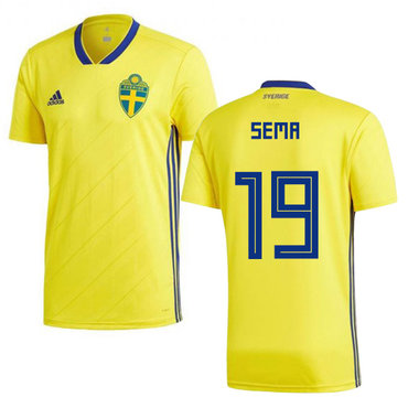 Sweden #19 Sema Home Soccer Country Jersey