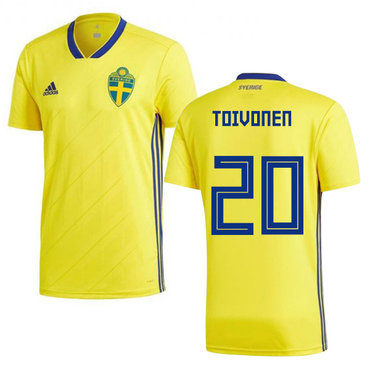 Sweden #20 Toivonen Home Kid Soccer Country Jersey
