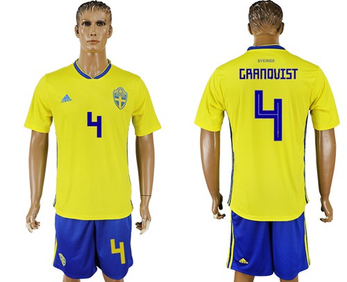 Sweden #4 Granqvist Home Soccer Country Jersey