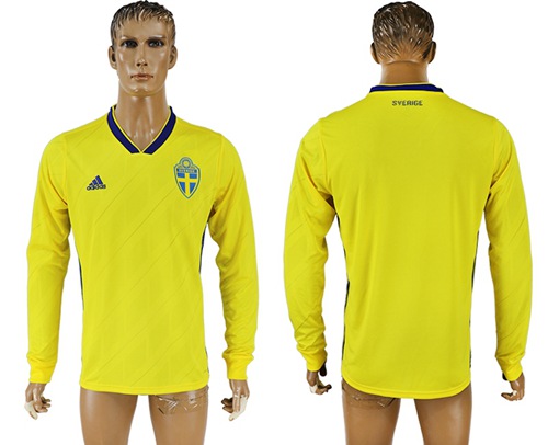 Sweden Blank Home Long Sleeves Soccer Country Jersey