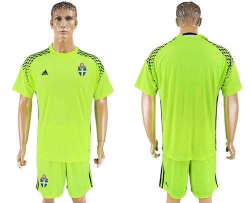 Sweden Blank Shiny Green Goalkeeper Soccer Country Jersey