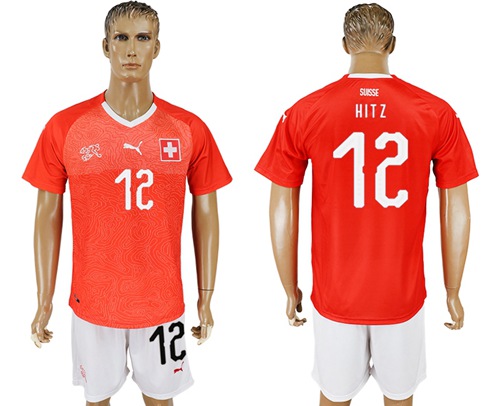 Switzerland #12 Hitz Red Home Soccer Country Jersey