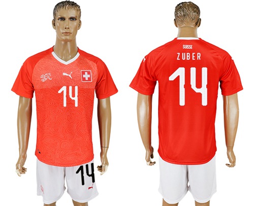 Switzerland #14 Zuber Red Home Soccer Country Jersey