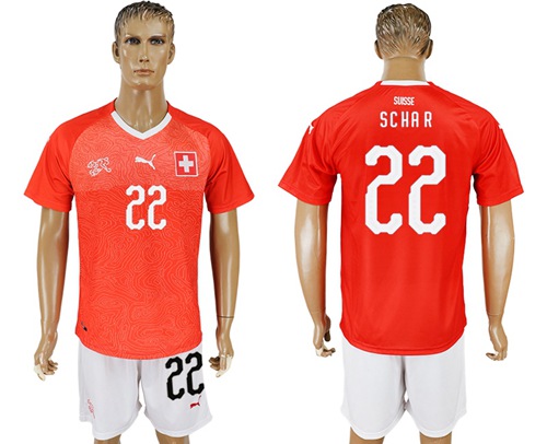 Switzerland #22 Schar Red Home Soccer Country Jersey
