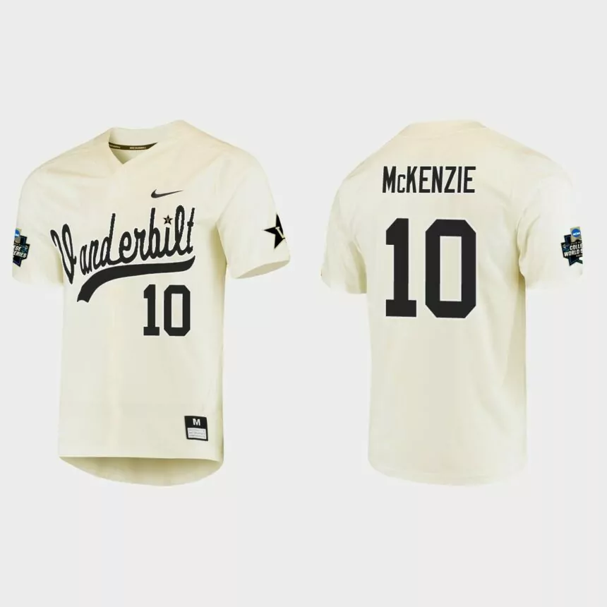 T.J. McKenzie Vanderbilt Commodores College World Series Baseball Jersey – Cream