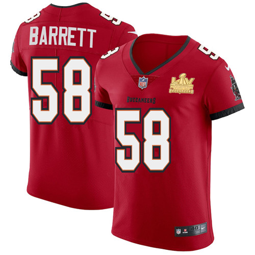 Tampa Bay Buccaneers #58 Shaquil Barrett Men's Super Bowl LV Champions Patch Nike Red Vapor Elite Jersey