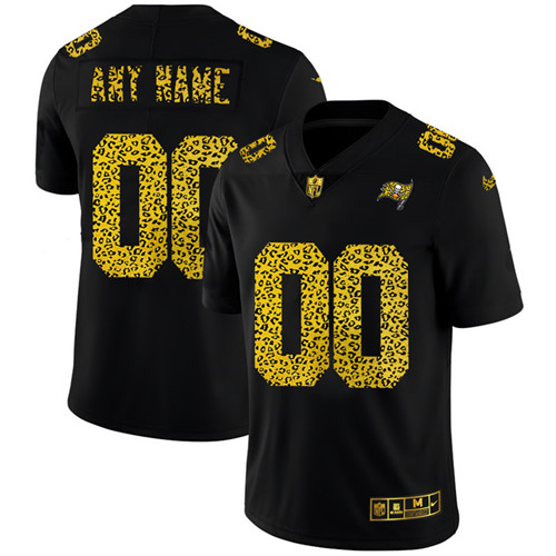 Tampa Bay Buccaneers Custom Men's Nike Leopard Print Fashion Vapor Limited NFL Jersey Black