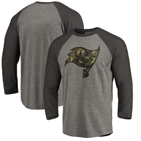 Tampa Bay Buccaneers NFL Pro Line By Fanatics Branded Black Gray Tri Blend 34-Sleeve T-Shirt