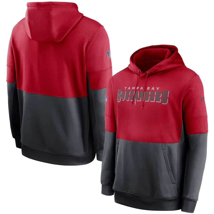 Tampa Bay Buccaneers Nike Sideline Impact Lockup Performance Pullover Hoodie Red Pewter