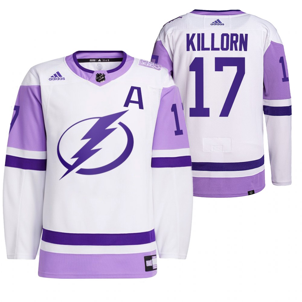 Tampa Bay Lightning Alex Killorn 2021 HockeyFightsCancer White Primegreen Jersey