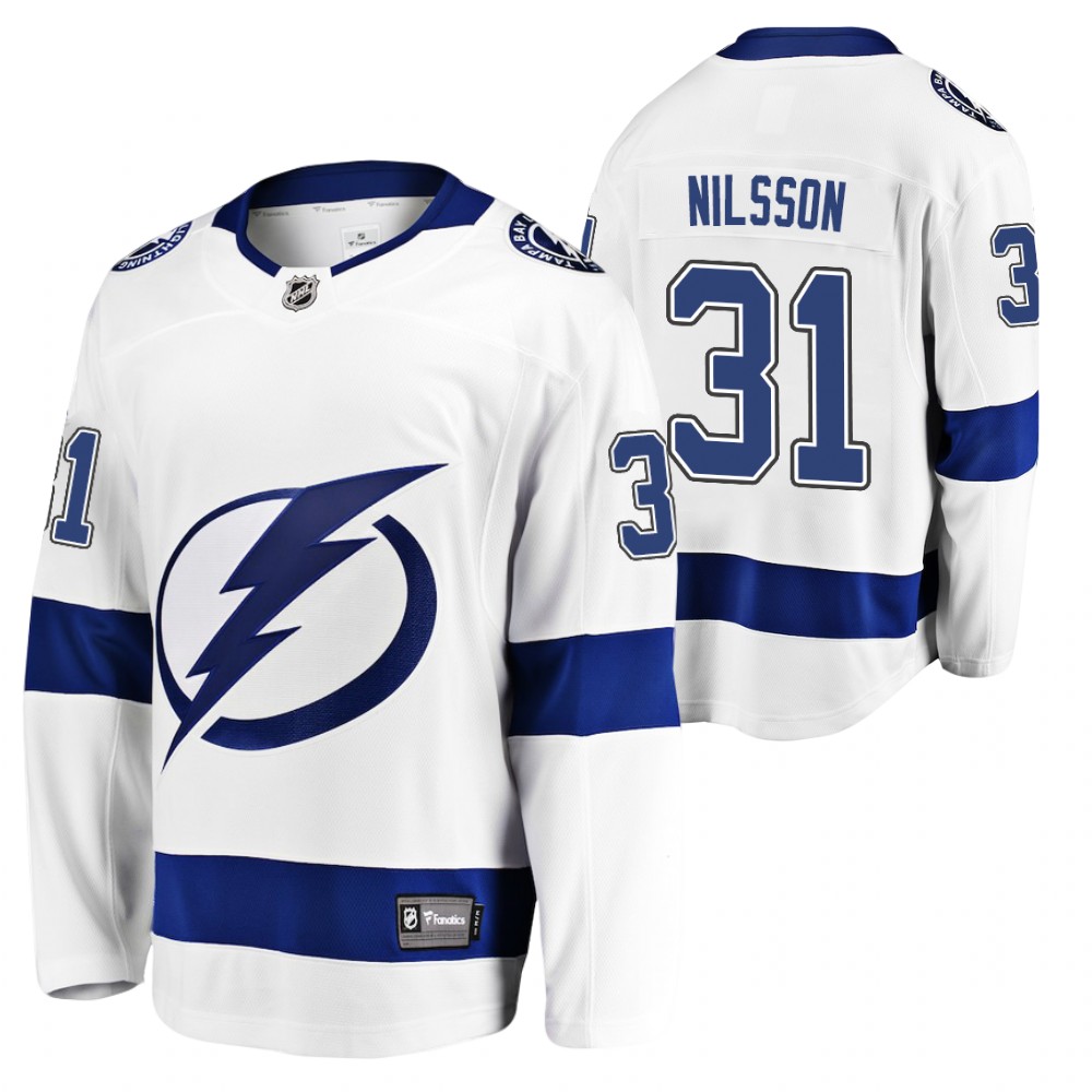Tampa Bay Lightning Anders Nilsson White 2020-21 Away Breakaway Player Jersey
