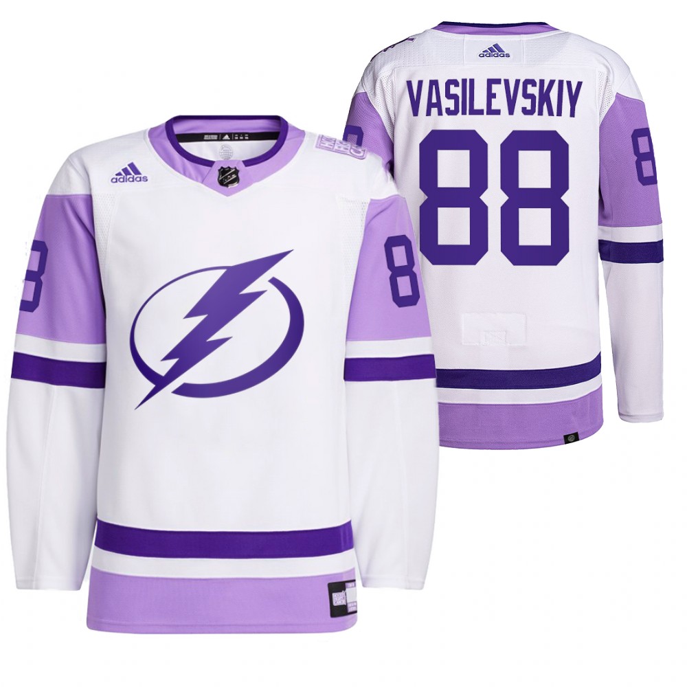 Tampa Bay Lightning Andrei Vasilevskiy 2021 HockeyFightsCancer White Primegreen Jersey