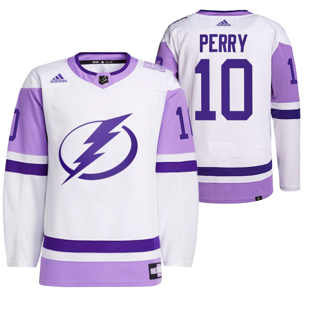 Tampa Bay Lightning Corey Perry 2021 HockeyFightsCancer White Primegreen Jersey