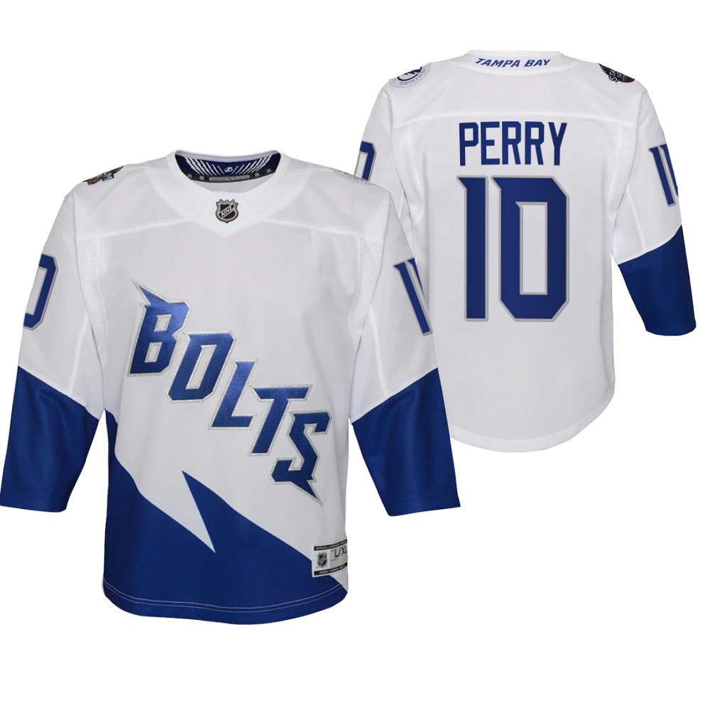 Tampa Bay Lightning Corey Perry Youth White 2022 Stadium Series Jersey