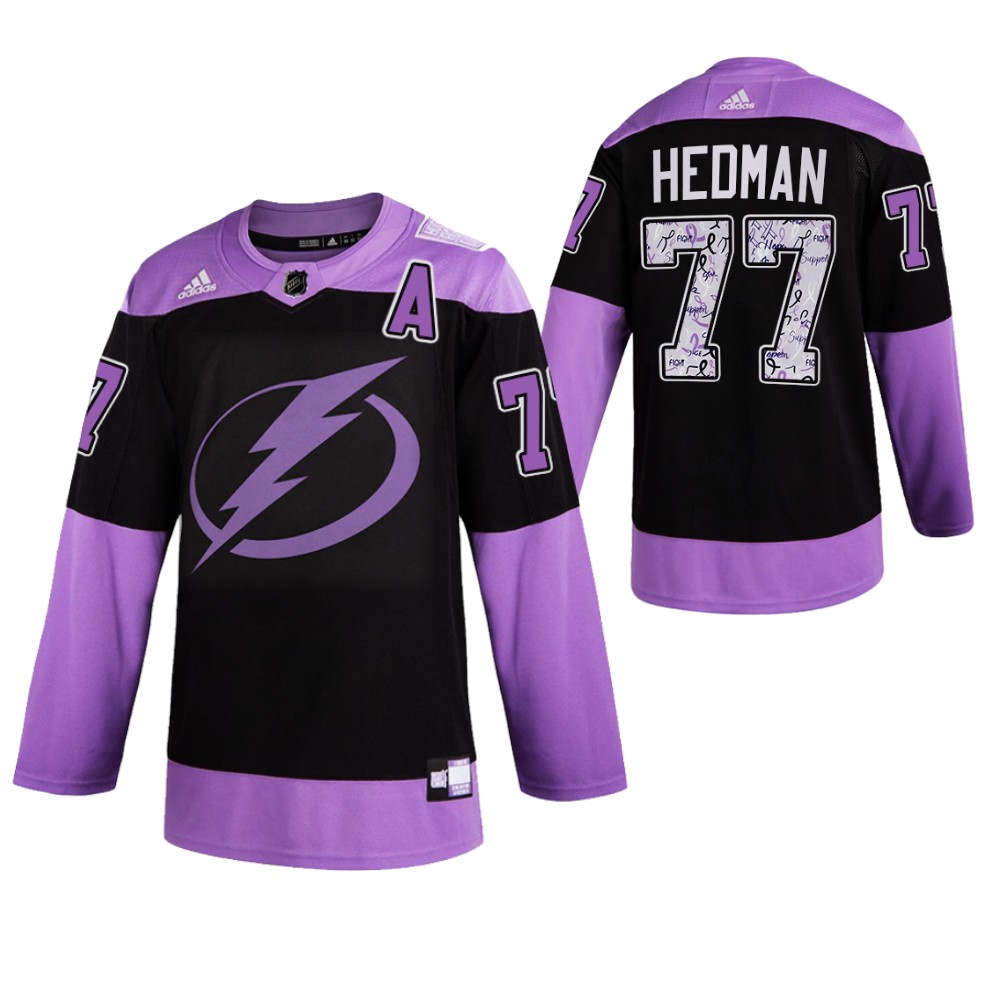 Tampa Bay Lightning HockeyFightsCancer Victor Hedman Purple Jersey Authentic
