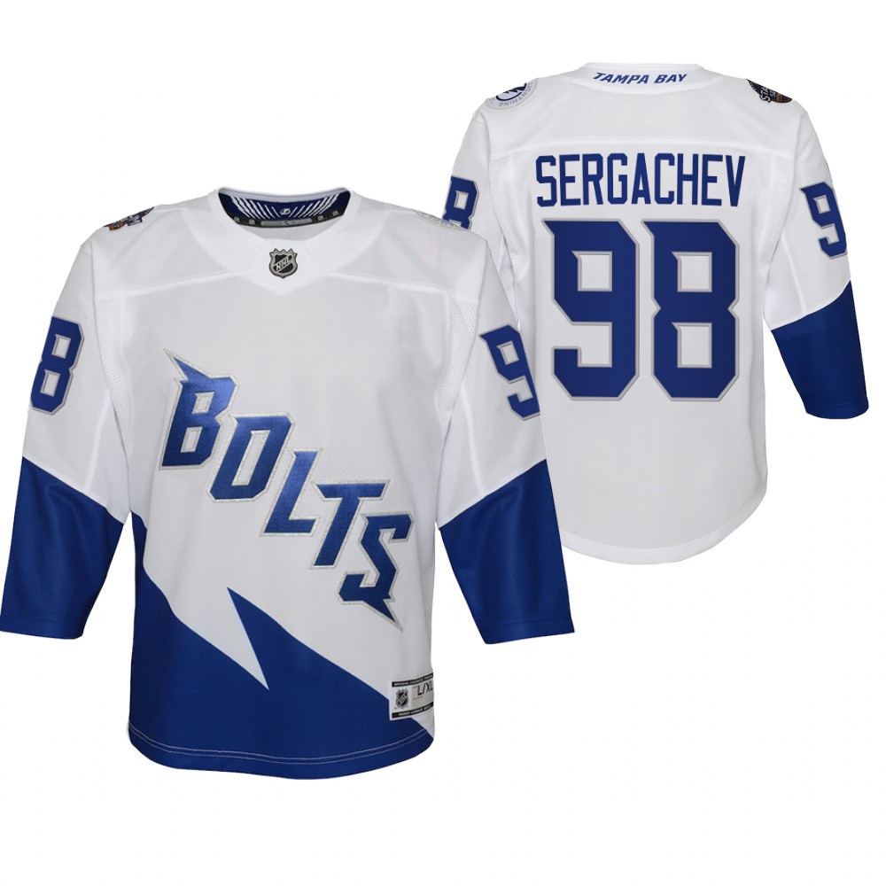 Tampa Bay Lightning Mikhail Sergachev Youth White 2022 Stadium Series Jersey