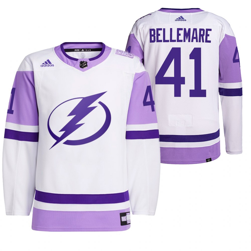 Tampa Bay Lightning Pierre-Edouard Bellemare 2021 HockeyFightsCancer White Primegreen Jersey