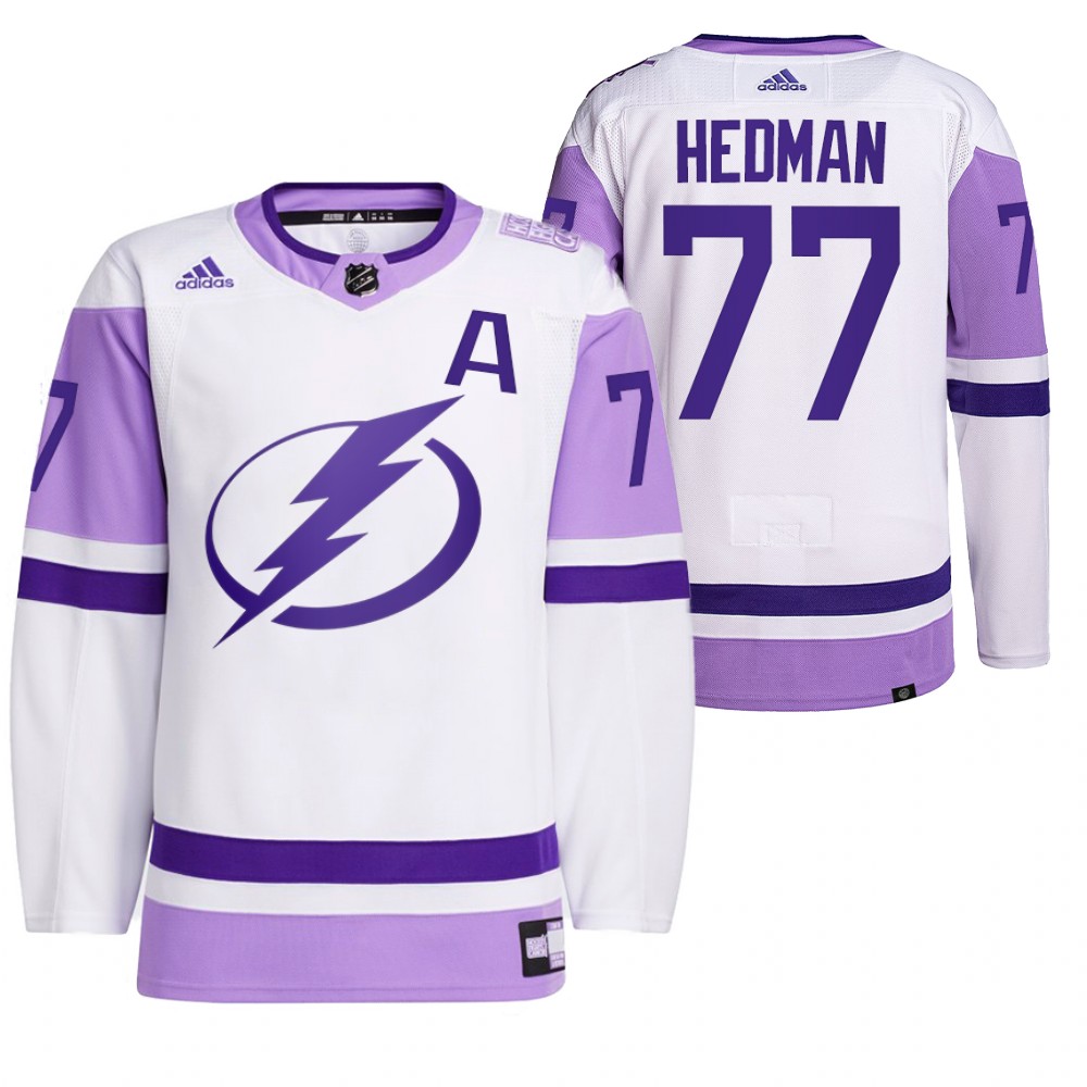 Tampa Bay Lightning Victor Hedman 2021 HockeyFightsCancer White Primegreen Jersey