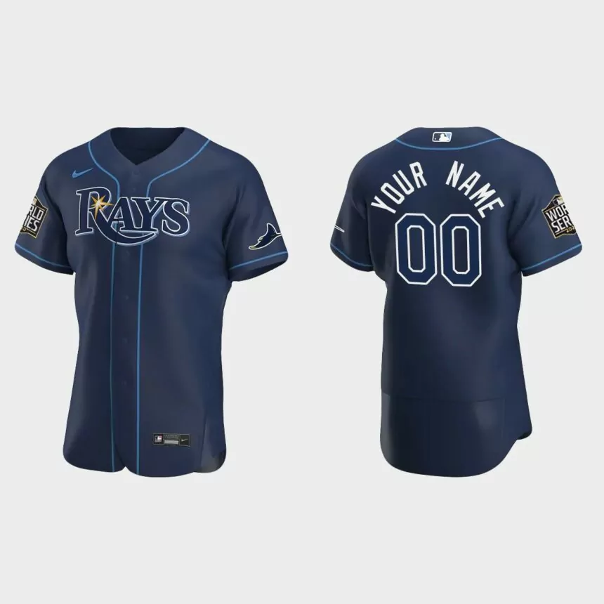 Tampa Bay Rays #00 Custom 2020 World Series Authentic Alternate Jersey – Navy