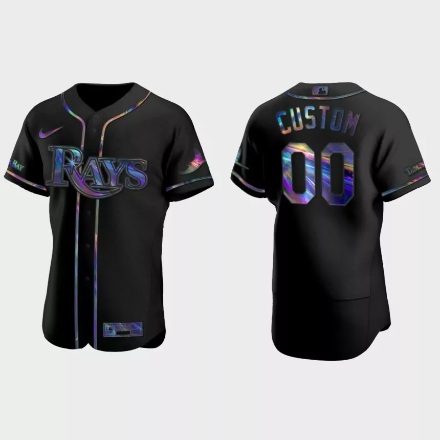 Tampa Bay Rays #00 Custom Authentic Golden Edition Jersey – Black
