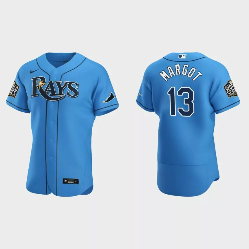 Tampa Bay Rays #13 Manuel Margot 2020 World Series Authentic Alternate Jersey – Light Blue