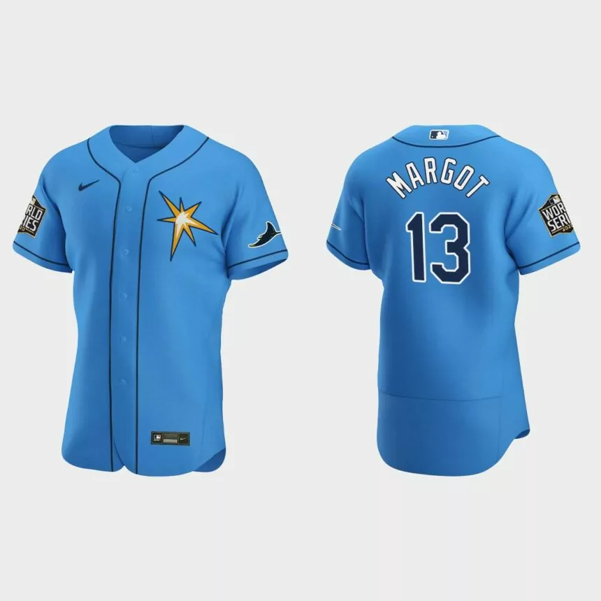 Tampa Bay Rays #13 Manuel Margot 2020 World Series Authentic Alternate Team Jersey – Light Blue