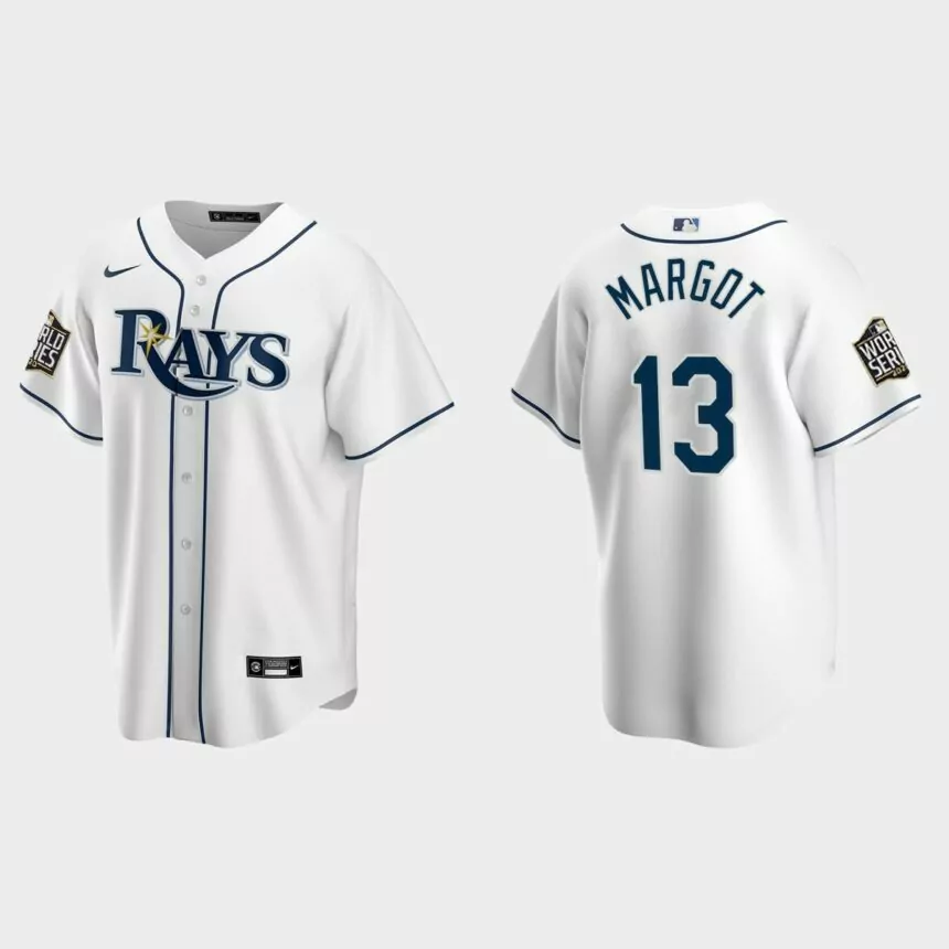 Tampa Bay Rays #13 Manuel Margot Replica 2020 World Series Home Jersey – White