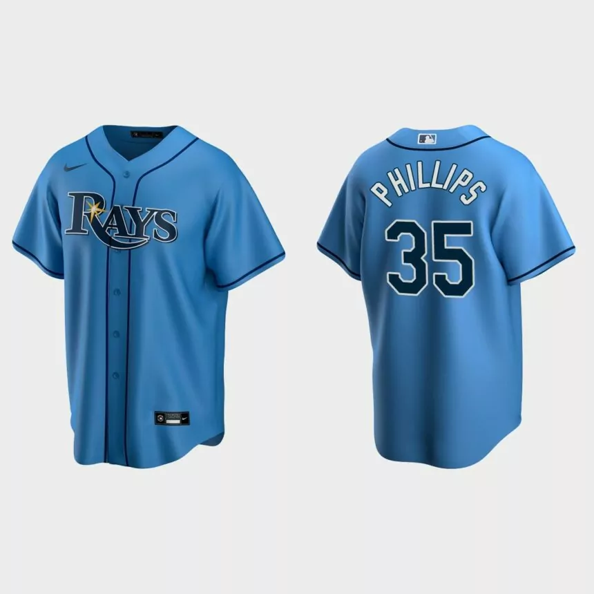 Tampa Bay Rays #35 Brett Phillips Replica Alternate Jersey – Light Blue