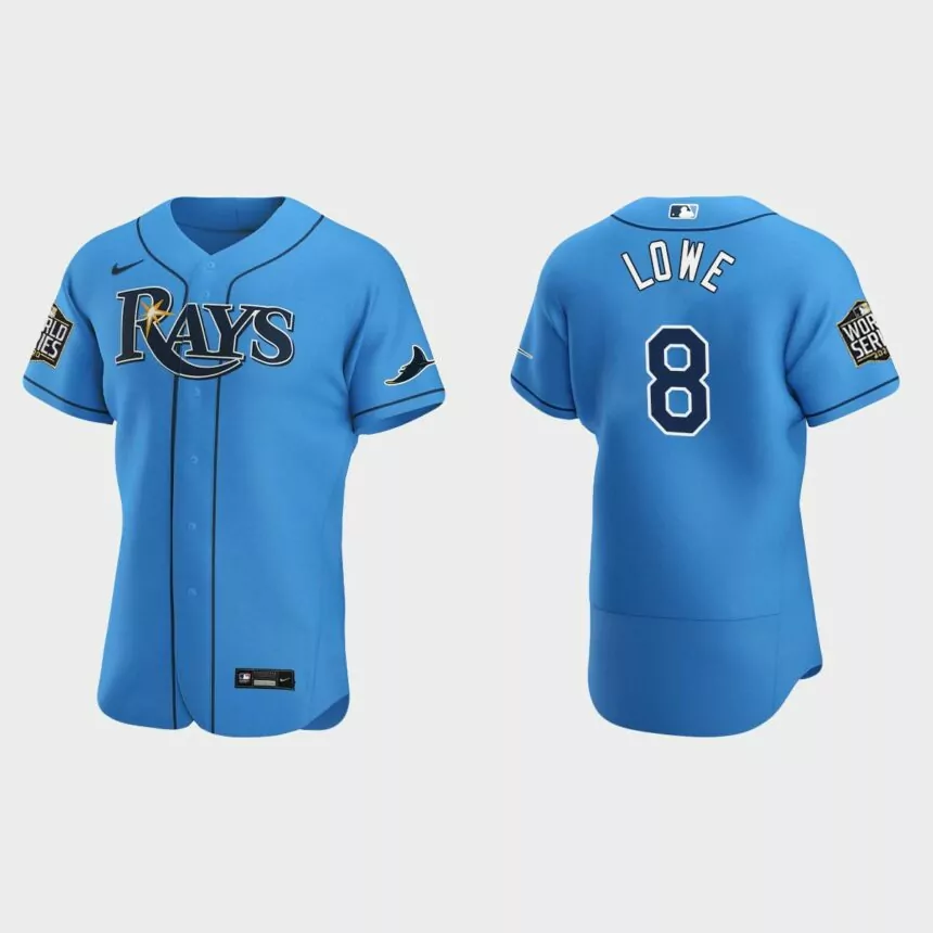 Tampa Bay Rays #8 Brandon Lowe 2020 World Series Authentic Alternate Jersey – Light Blue