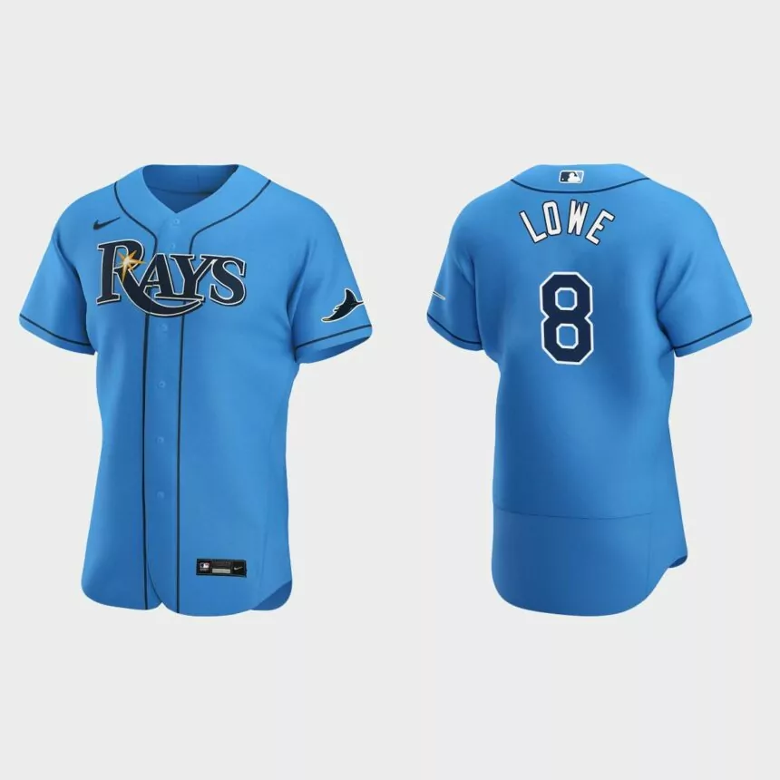 Tampa Bay Rays Brandon Lowe #8 Light Blue Authentic Player 2020 Alternate Jersey