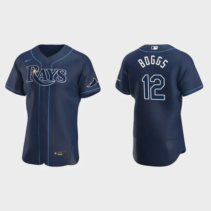 Tampa Bay Rays Wade Boggs #12 Navy Authentic 2020 Alternate Jersey