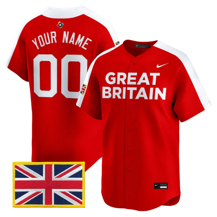 Team Great Britain 2026 World Baseball Classic Vapor Premier Custom Jersey RED