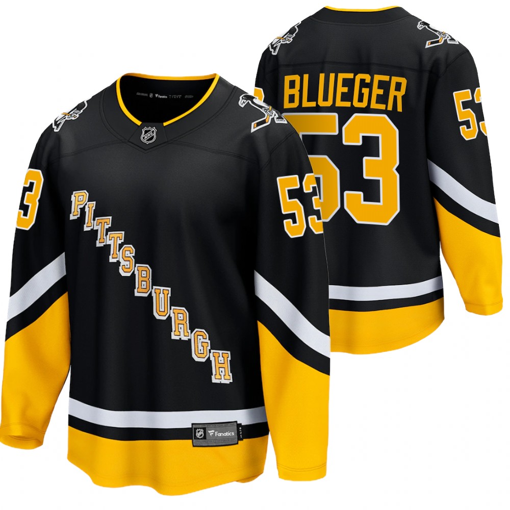 Teddy Blueger Jersey Pittsburgh Penguins Alternate Black 2021-22 Premier Breakaway