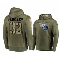 Tennessee Titans #32 David Fluellen Olive Pullover Hoodie 2018 Salute To Service