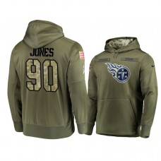 Tennessee Titans #90 DaQuan Jones Olive Pullover Hoodie 2018 Salute To Service
