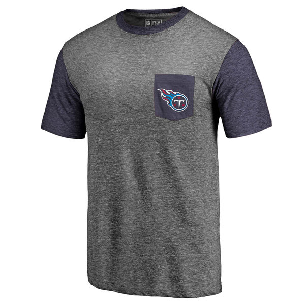 Tennessee Titans Pro Line By Fanatics Branded Heathered Gray Navy Refresh Pocket T-Shirt