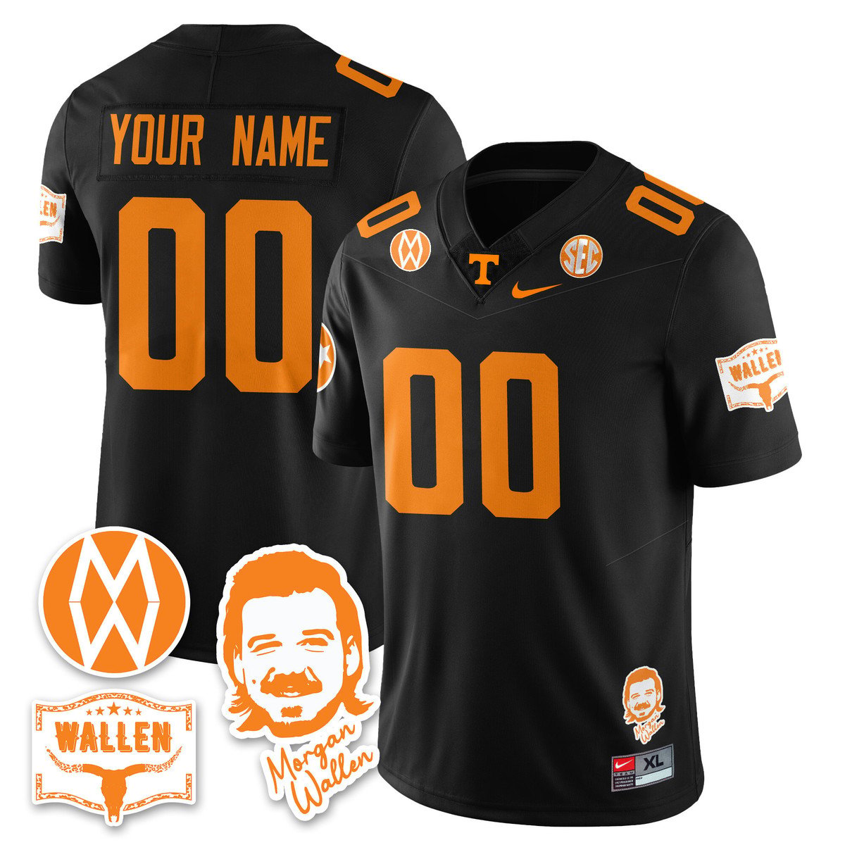 Tennessee Volunteers Morgan Wallen 2025 Custom Jersey BLACK