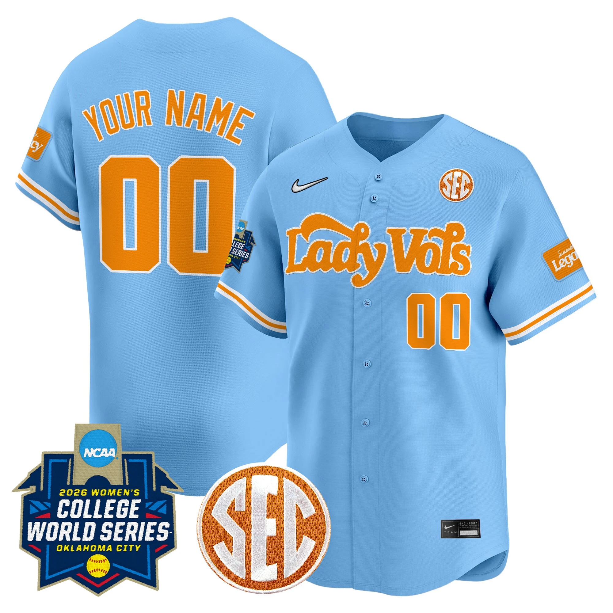 Tennessee Volunteers Softball 2026 World Series (WCWS) Vapor Premier Limited Custom Jersey BLUE