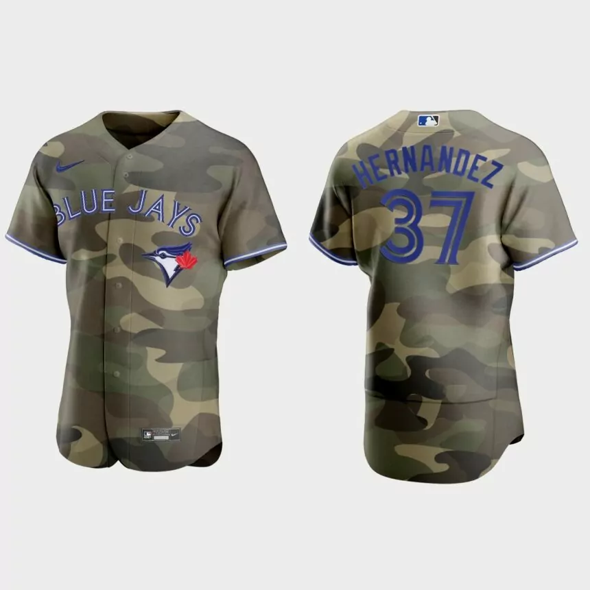 Teoscar Hernandez Toronto Blue Jays 2021 National Armed Forces Day Authentic Jersey – Camo