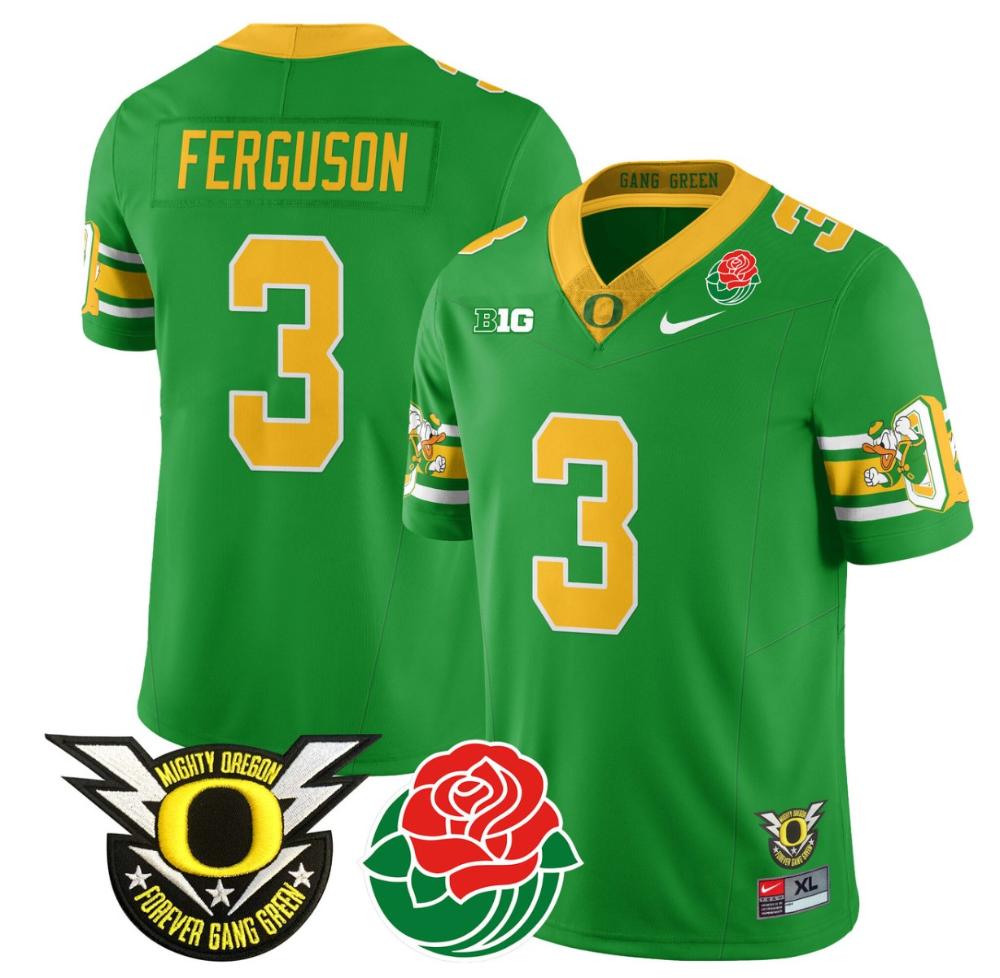 Terrance Ferguson Jersey #3 Oregon Ducks 2024 Rose Bowl Patch Football Green