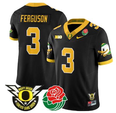 Terrance Ferguson Jersey #3 Oregon Ducks 2024 Rose Bowl Patch N1 Football Black