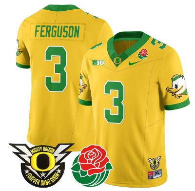 Terrance Ferguson Jersey #3 Oregon Ducks 2024 Rose Bowl Patch N1 Football Yellow