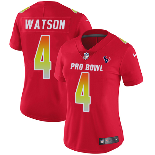 Texans #4 Deshaun Watson Red Women's Stitched Football Limited AFC 2019 Pro Bowl Jersey